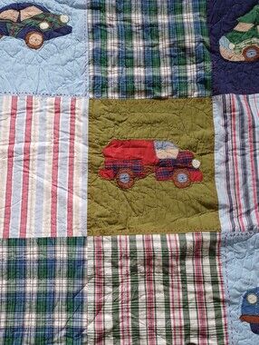 Kids Boys Racing Cars Cotton Appliques Patchwork Quilt Twin